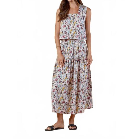 NEW OLIVIA BY LIVRO quinn midi skirt in aqueous petals